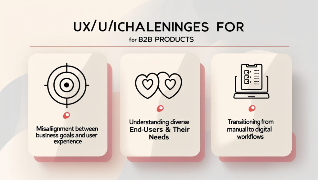 Visual representation of key UI/UX challenges faced in B2B design projects